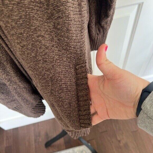 St. John’s Bay brown turtleneck neck knit zip up sweater jacket with pockets - Picture 5 of 11